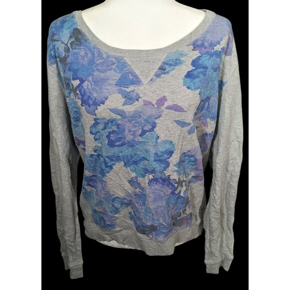 Aeropostale Tops - Aeropostale Y2K Grey And Blue Floral Sweatshirt